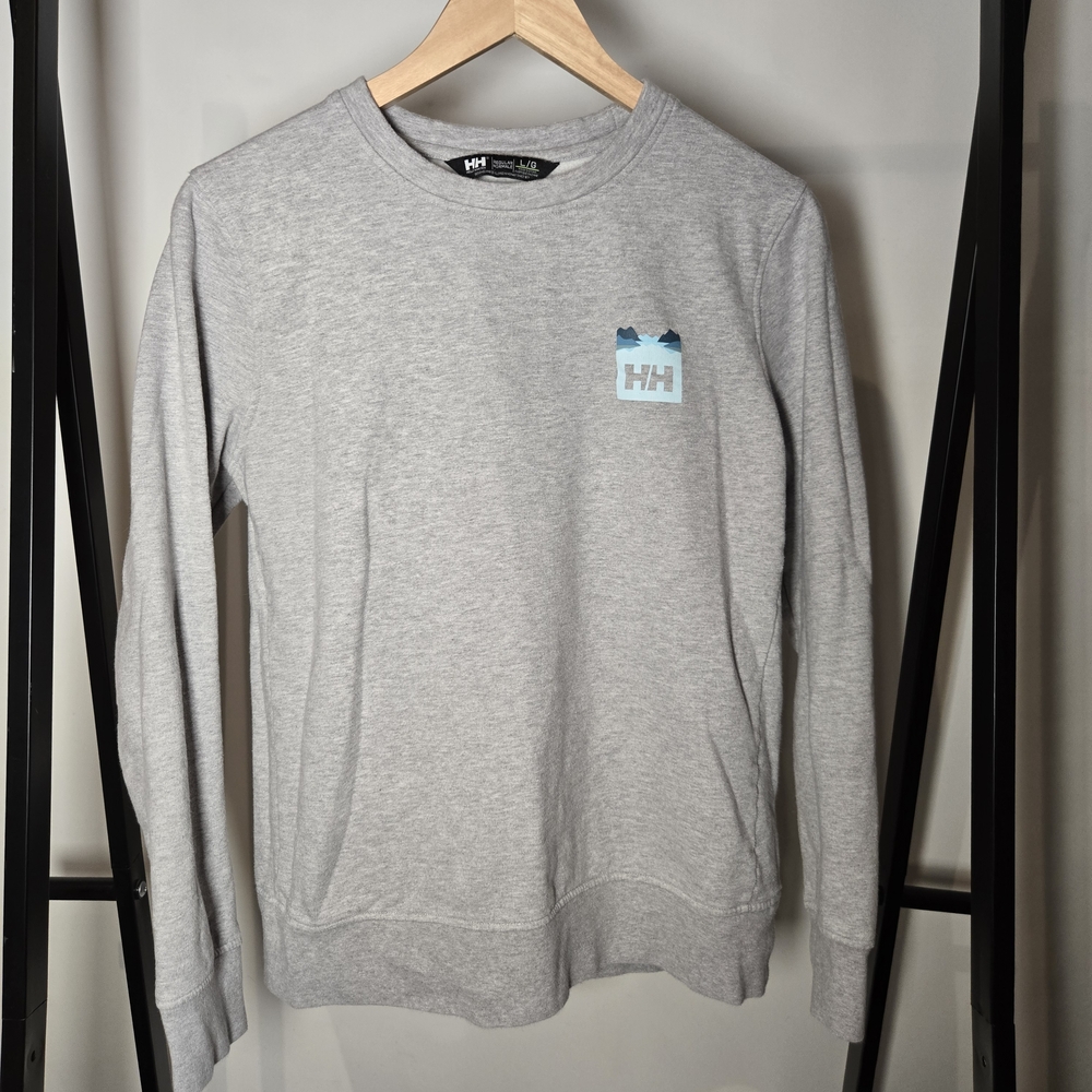 Womens Large Helly Hansen Light Gray Crewneck Sweater Casual Classic